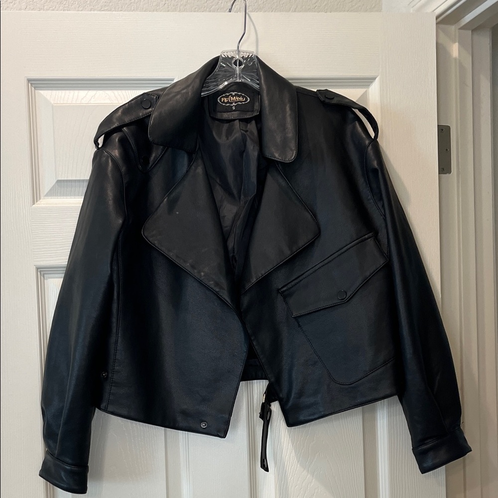 Black faux Leather Women's Jacket